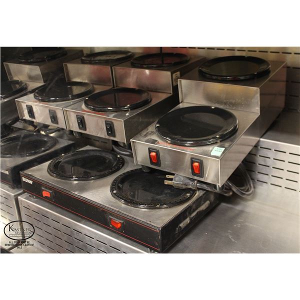 LOT OF 3 ASSORTED BUNN 2-BURNER CARAFE WARMER