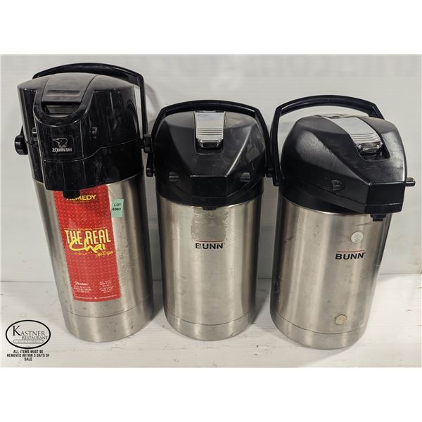 LOT OF 2 BUNN AIR POTS W/ 1 ZOJIRUSHI AIR POT