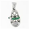 Image 1 : 18K White Gold .36 ctw Emerald Diamond Engraved Fancy Baby Girl Shoe Charm Penda