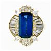 Image 4 : Estate 18k Gold 6.80 ctw AGL Emerald Cut Sapphire Diamond Ballerina Cocktail Rin
