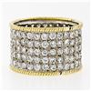 Image 7 : Vintage 18k Gold 3.6 ctw Pave Round Diamond Wide Eternity Band Twisted Wire Edge
