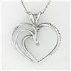 Image 5 : 14K White Gold 0.50 ctw Double Diamond Open Heart Swirl Pendant & 20" Cable Chai
