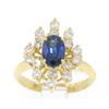 Image 1 : Estate 18k Yellow Gold EGL Certified Royal Blue Sapphire & Diamond Cocktail Ring