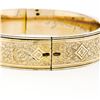 Image 4 : Antique 10K Gold Filled Hand Etched Detailed Textured Hinge Open Bangle Bracelet