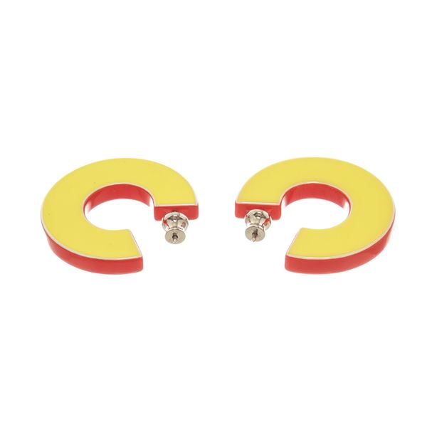 Hermes Yellow Red Selle Earrings