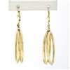 Image 1 : Estate 14k Yellow Gold 32mm Double Tube Large Circle Ring Hoop Dangle Earrings