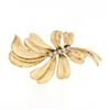 Image 1 : Vintage 14k Yellow & White Gold .25 ctw Round Diamond Fern Leaf Branch Brooch Pi