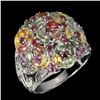 Image 2 : Natural Fancy Color Sapphire & Garnet Ring