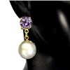 Image 2 : Natural Amethyst Pearl Earrings