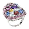Image 3 : Natural Amethyst Aquamarine Kyanite Garnet Coccktail Ring