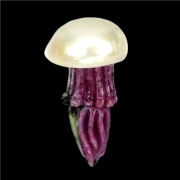 Natural Handcrafted Rare Ruby & Pearl  Jellyfish