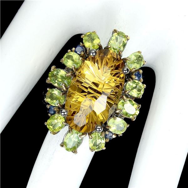 Natural Handmade Citrine Peridot Ring