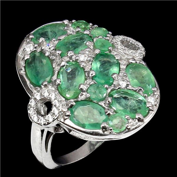 Natural Untreated Colombian Emerald Ring