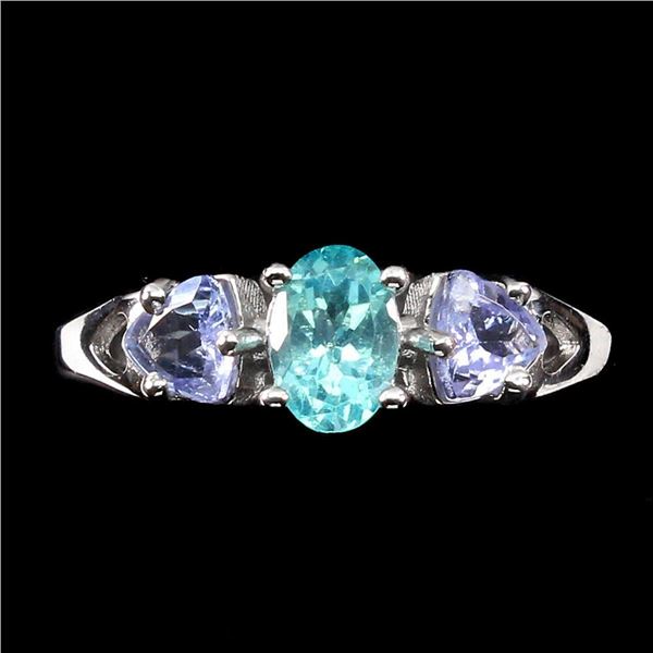 Natural Paraiba Blue Apatite  & Tanzanite Ring