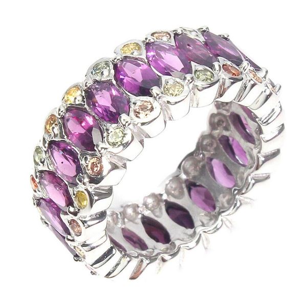 Natural Rhodolite Garnet & Sapphire Ring