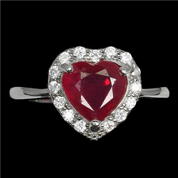 Natural Red Ruby Heart Ring