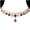 Image 1 : Natural Pigeon Blood Red Ruby Emerald Necklace