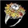 Image 2 : Natural Aquamarine & Multi Color Sapphire Ring