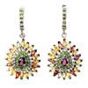 Image 1 : Natural Rhodolite Chrome Diopside Sapphire Earrings