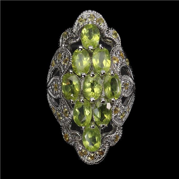 Natural Peridot Sapphire Ring