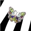 Image 1 : Natural Peridot Aquamarine Butterfly Ring