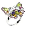 Image 2 : Natural Peridot Aquamarine Butterfly Ring