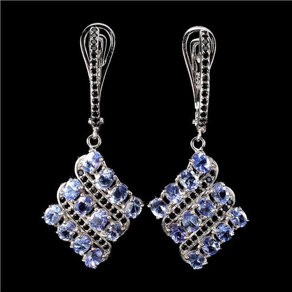 Natural Tanzanite  & Black Spinel  Earrings