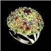 Image 2 : Natural Rhodolite Garnet Peridot Sapphire Ring