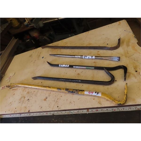 3 Wrecking Bars, 2 Pry Bars 