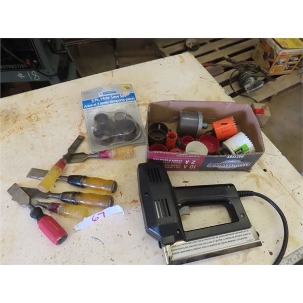 Wood Chisels, Power Stapler, Whole Saw Blades