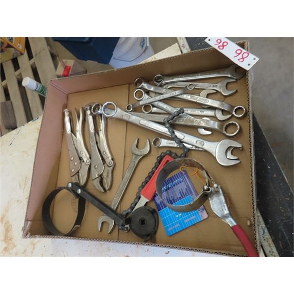 (2) Vice Grips, (11) Wrenches, (4) Filter Wrenches