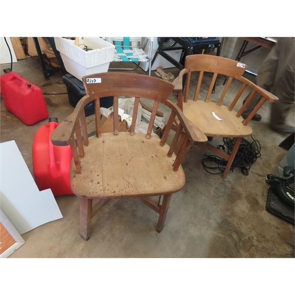 (2) Wood Antique Chairs Originated from UGG