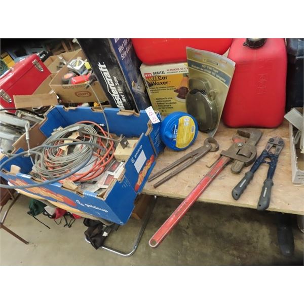Pipe Wrench, Bolt Cutters, Cable, 40' Fish Tape
