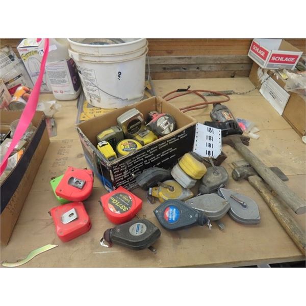 Tape Measures, Chalk Line, Roofing Hammer