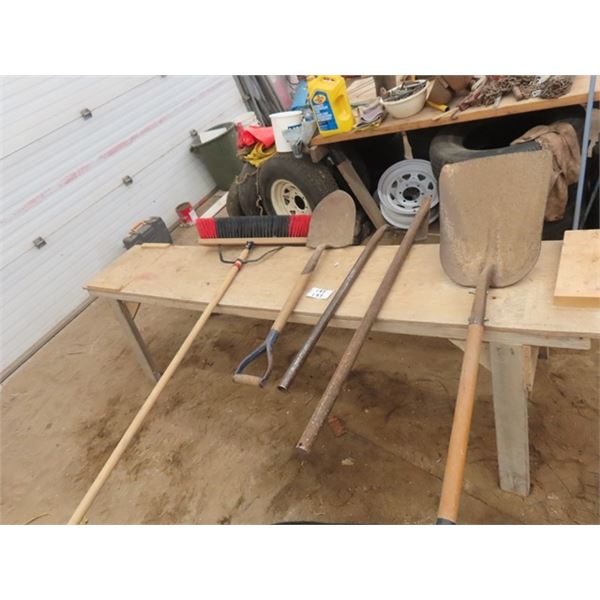 Shovels, 2 Bars, Spade, Push Broom 