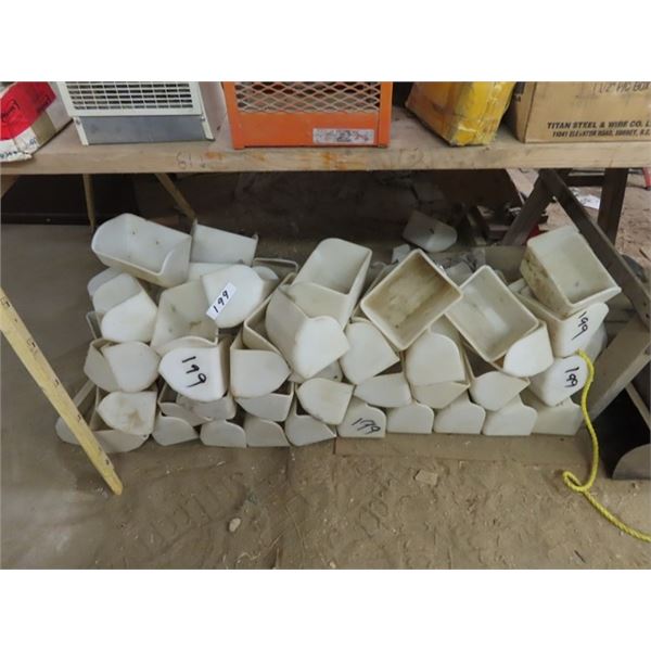 Approximately 80 Poly Organizers 7'' x 7'' x 5'' - Originally Grain Elevator Buckets 