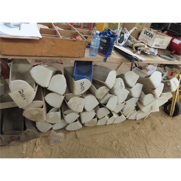 Approximately 60 Poly Organizers Metal, Most 12'' x 5 1/2'' x 7'' - Originally Grain Elevator Bucket