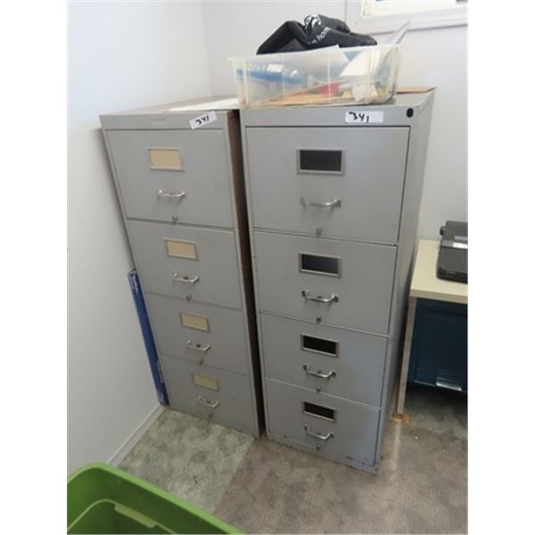 2 Metal 4 Drawer Filing Cabinets 