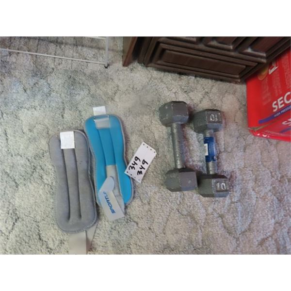 2 Steel 10LBS Dumbells, 2 Ankle