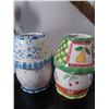 Image 1 : LARGE 2 PCS 10" HIGH CERAMIC COLOURFUL CANDLE LANTERNS