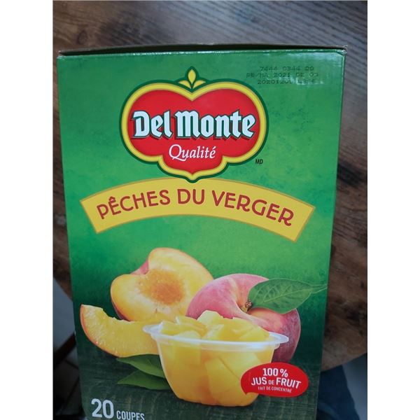 NEW DEL MONTE ORCHARD PEACHES 20 CUPS BOX 100% FRUIT JUICE