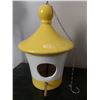 Image 1 : BIRD FEEDER CERAMIC MADE LARGE 10" HIGH WITH HANGING CHAIN.