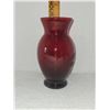 Image 1 : ETCHED CRANBERRY RED FLOWER VASE