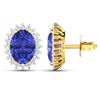 Image 2 : 14KT Yellow Gold 2.18ctw Tanzanite and Diamond Earrings