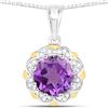 Image 2 : Plated Rhodium 1.80ct Amethyst and Diamond Pendant with Chain