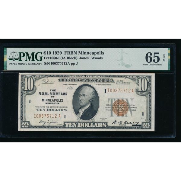 1929 $10 Minneapolis FRBN PMG 65EPQ