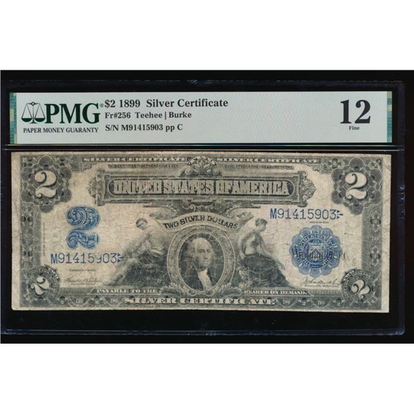 1899 $2 Mini Porthole Silver Certificate PMG 12