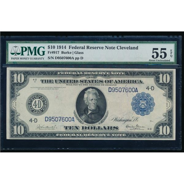 1914 $10 Cleveland FRN PMG 55EPQ