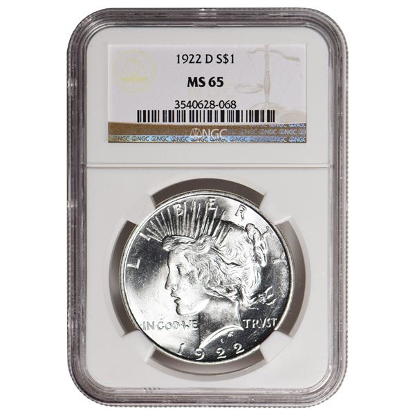 1922-D $1 Peace Silver Certificate NGC MS65