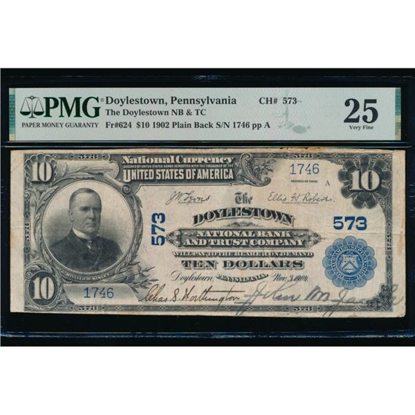 1902 $10 Doylestown PA National PMG 25